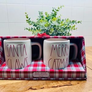 Rae Dunn White 'Santa Claws' & 'Merry Catmas' Mug Set
